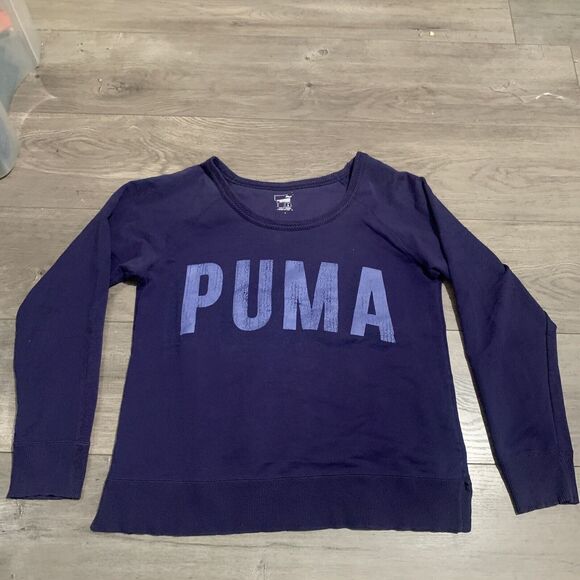 Puma Womens' Boat Neck Spell Out Logo Sweater Pullover Dry Cell- PURPLE Medium - Picture 1 of 5